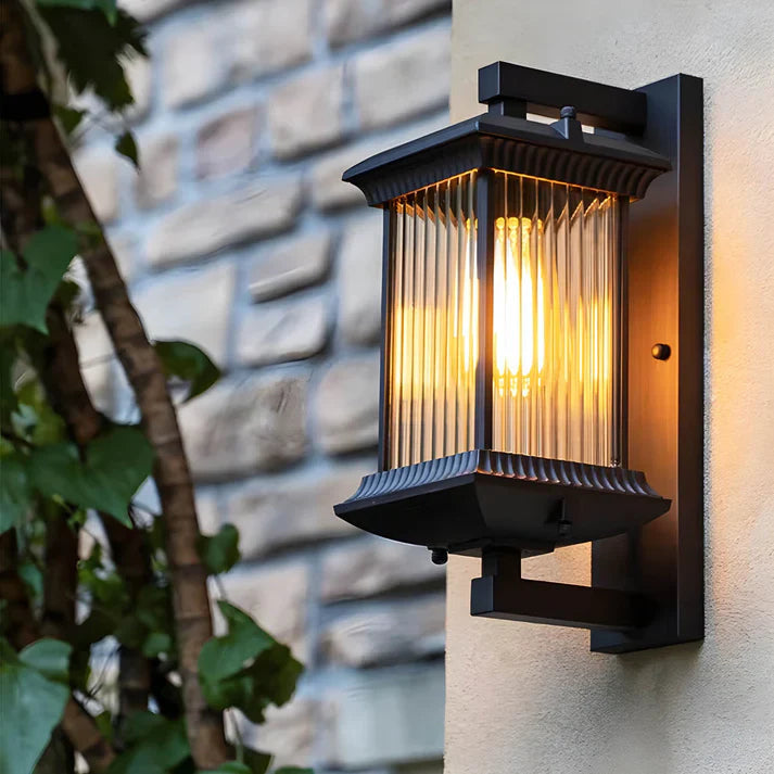 Elegant Rectangular Lantern-Style Glass Wall Light