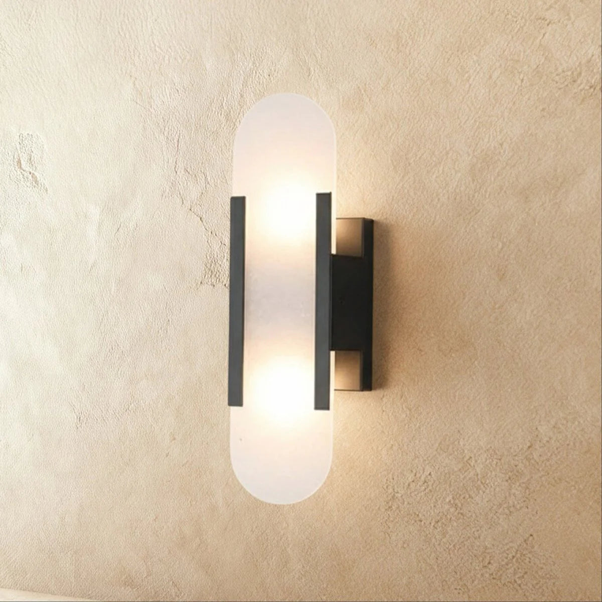 Elegant Opal Alabaster Metal Wall Light