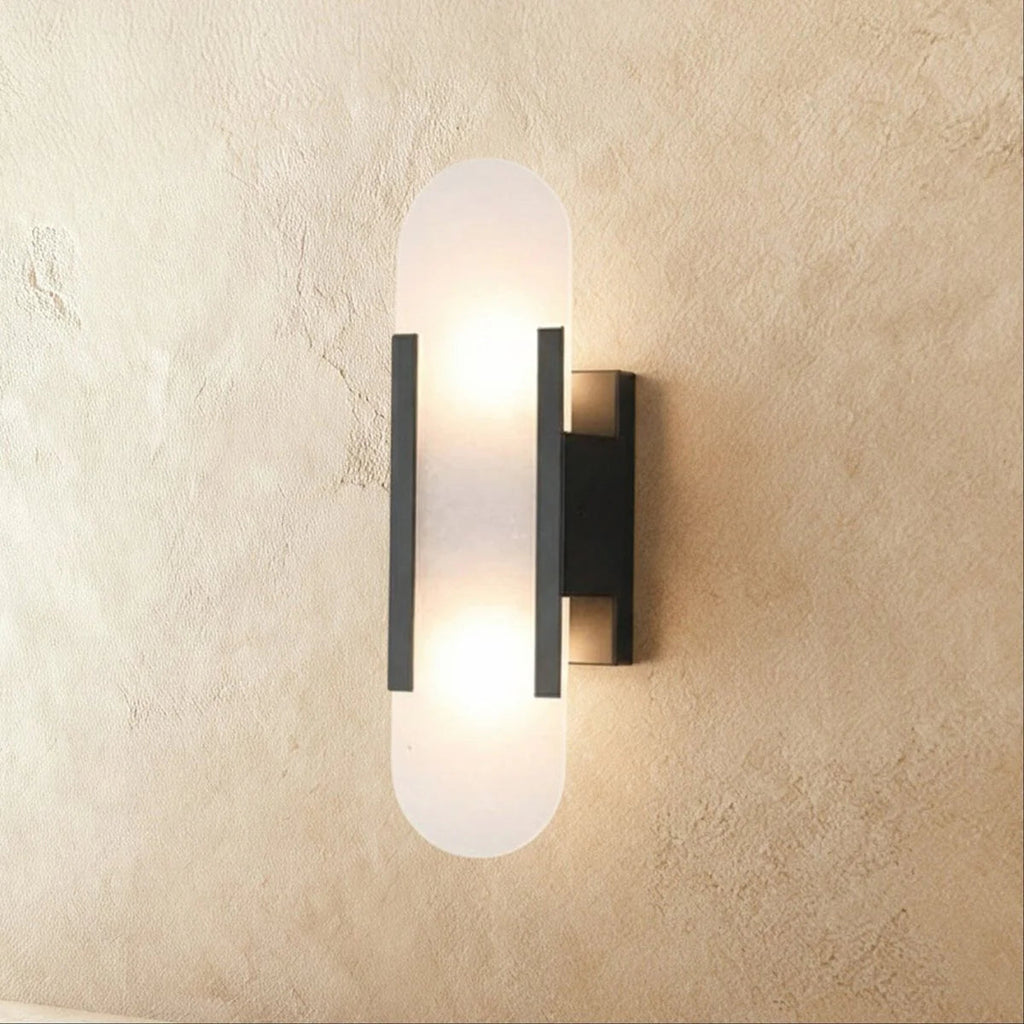 Elegant Opal Alabaster Metal Wall Light