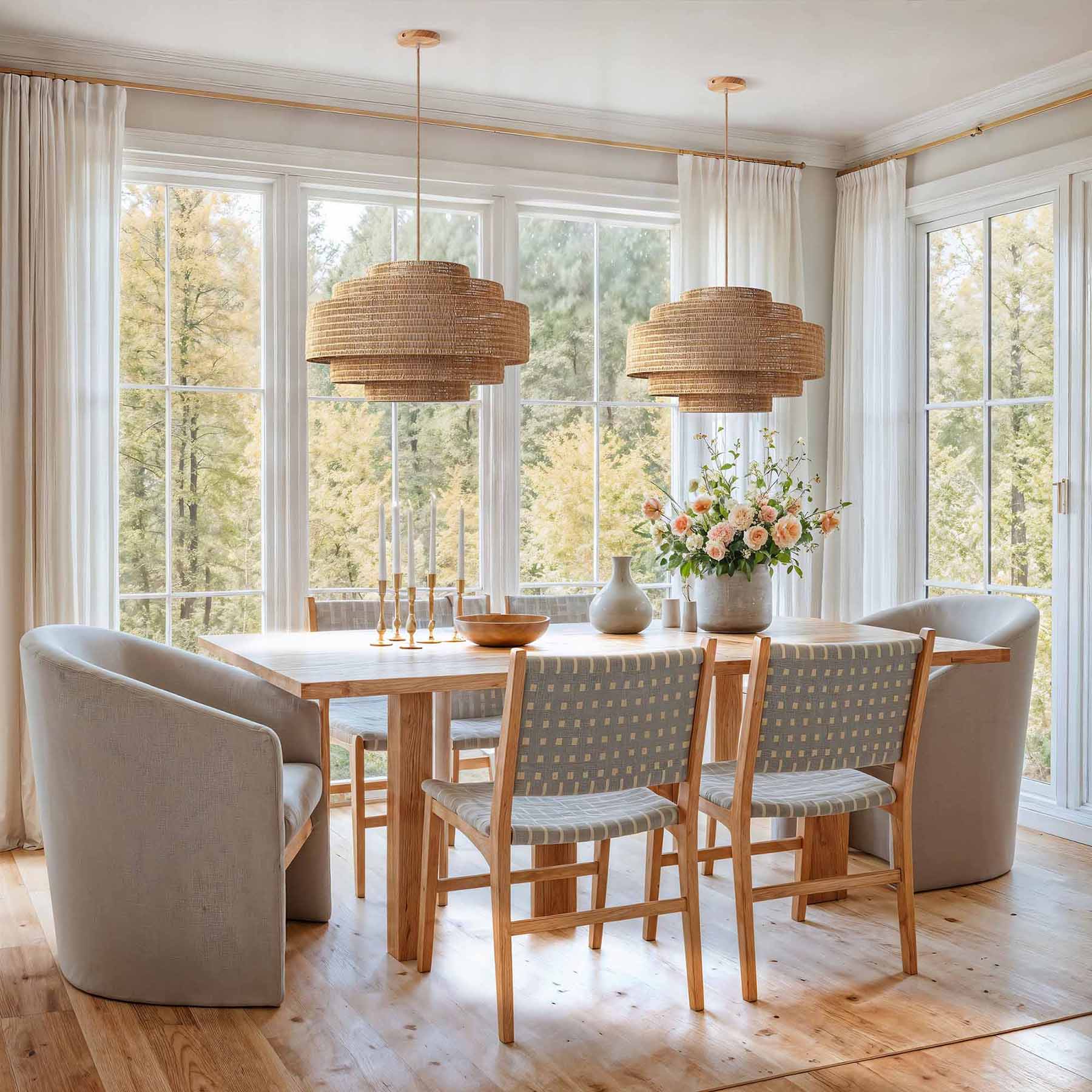 Boho Layered Rattan Pendant Light