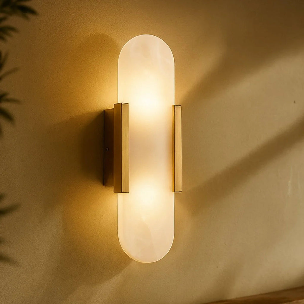 Elegant Opal Alabaster Metal Wall Light