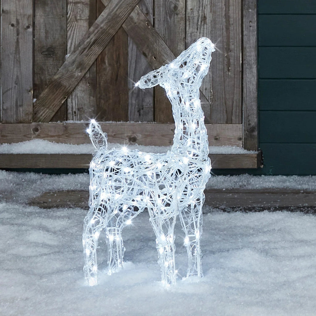 Festive Doe and Fawn Acrylic Illuminated Reindeer Set