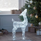 Festive Doe and Fawn Acrylic Illuminated Reindeer Set