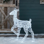 Festive Doe and Fawn Acrylic Illuminated Reindeer Set