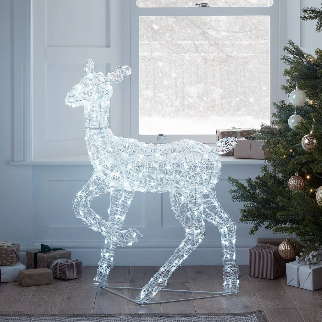 Festive Doe and Fawn Acrylic Illuminated Reindeer Set