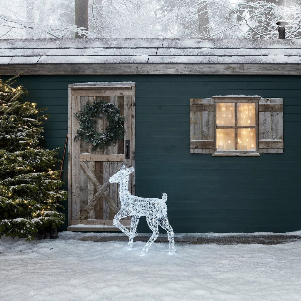Festive Doe and Fawn Acrylic Illuminated Reindeer Set