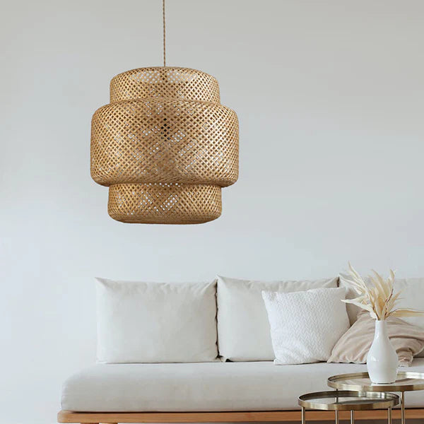 Boho Three-Tiered Rattan Pendant Light