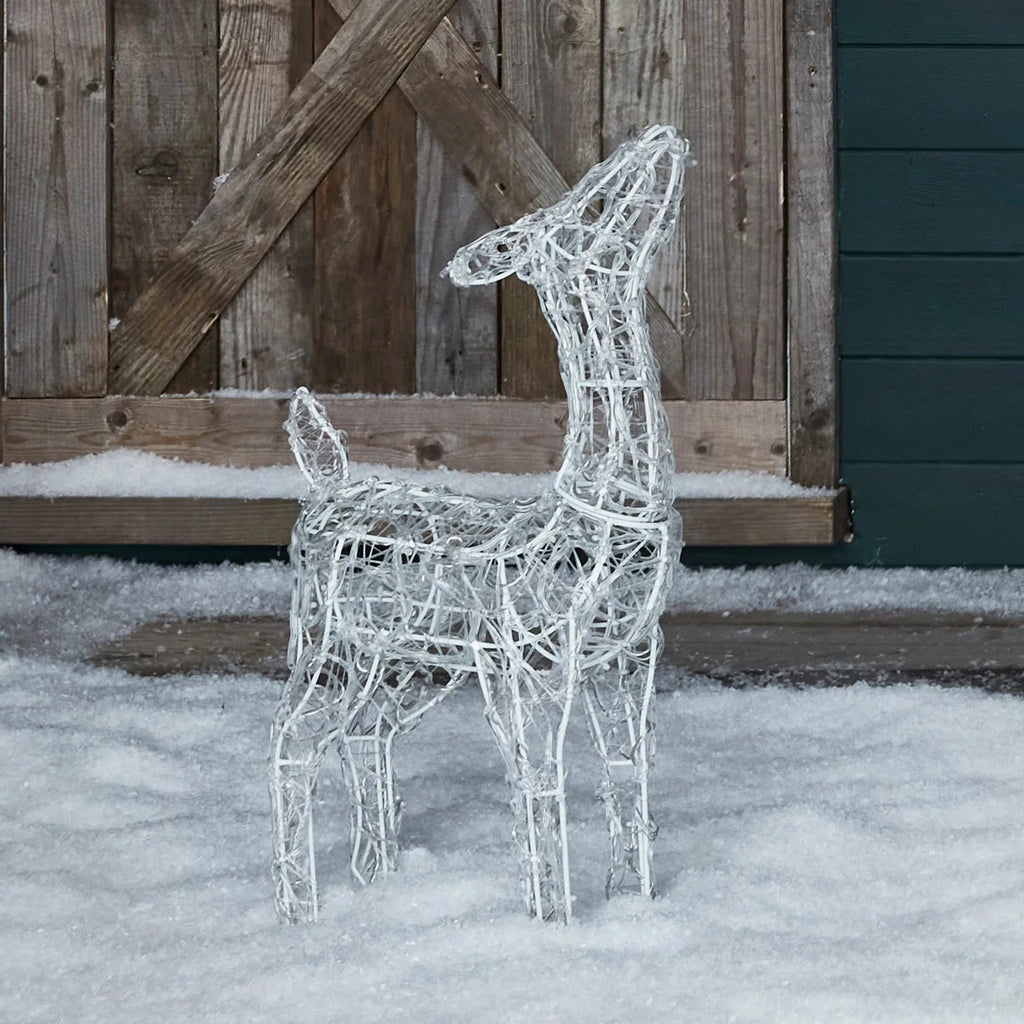 Festive Doe and Fawn Acrylic Illuminated Reindeer Set