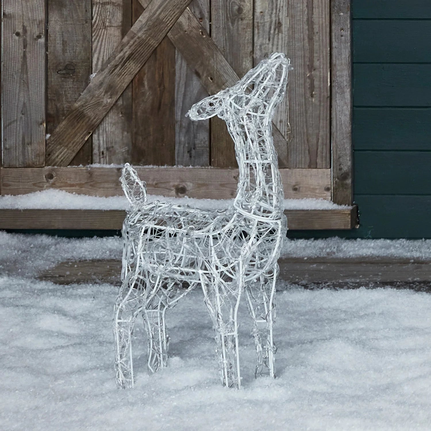 Festive Doe and Fawn Acrylic Illuminated Reindeer Set