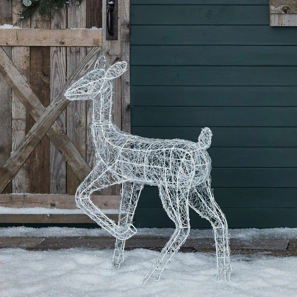 Festive Doe and Fawn Acrylic Illuminated Reindeer Set