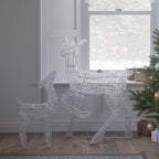 Festive Doe and Fawn Acrylic Illuminated Reindeer Set