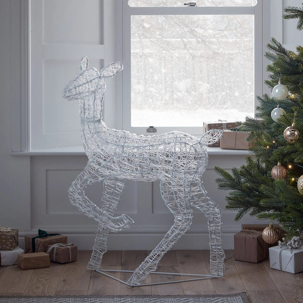 Festive Doe and Fawn Acrylic Illuminated Reindeer Set