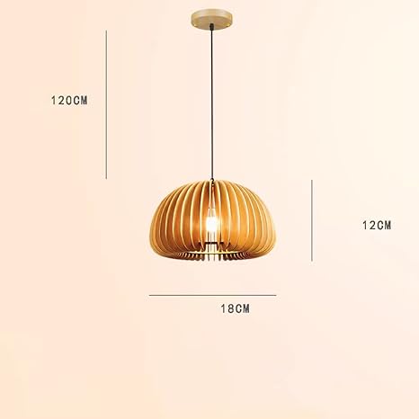 Boho Pumpkin Dome Wood Pendant Light