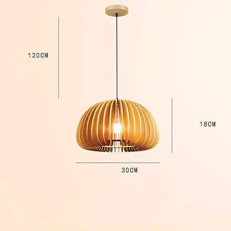 Boho Pumpkin Dome Wood Pendant Light