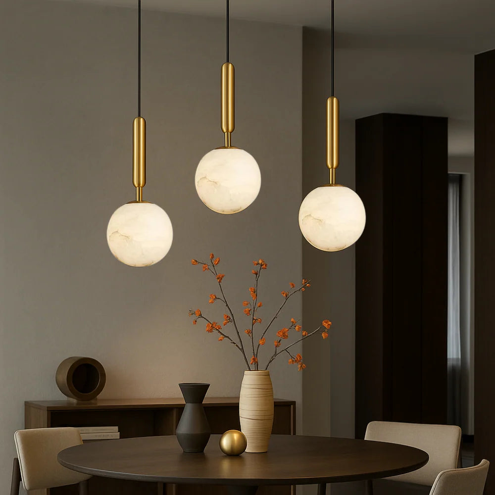 Creative Alabaster Brass Pendant Light