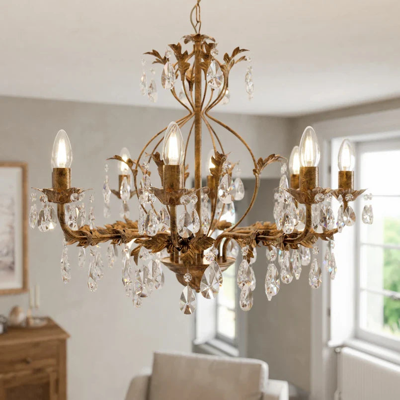 Classical Multi-tiered Crystal Drops Chandelier