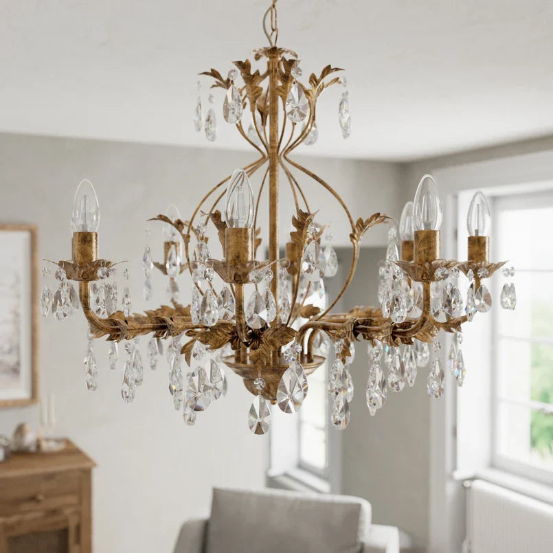 Classical Multi-tiered Crystal Drops Chandelier