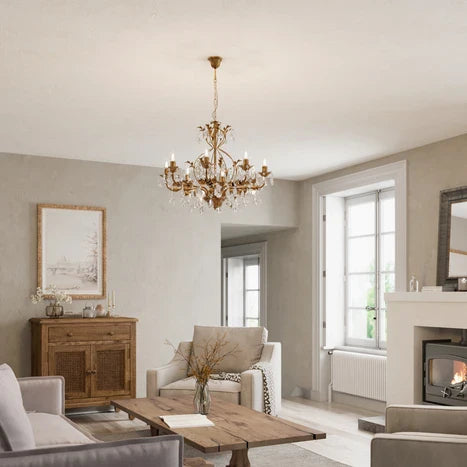 Classical Multi-tiered Crystal Drops Chandelier