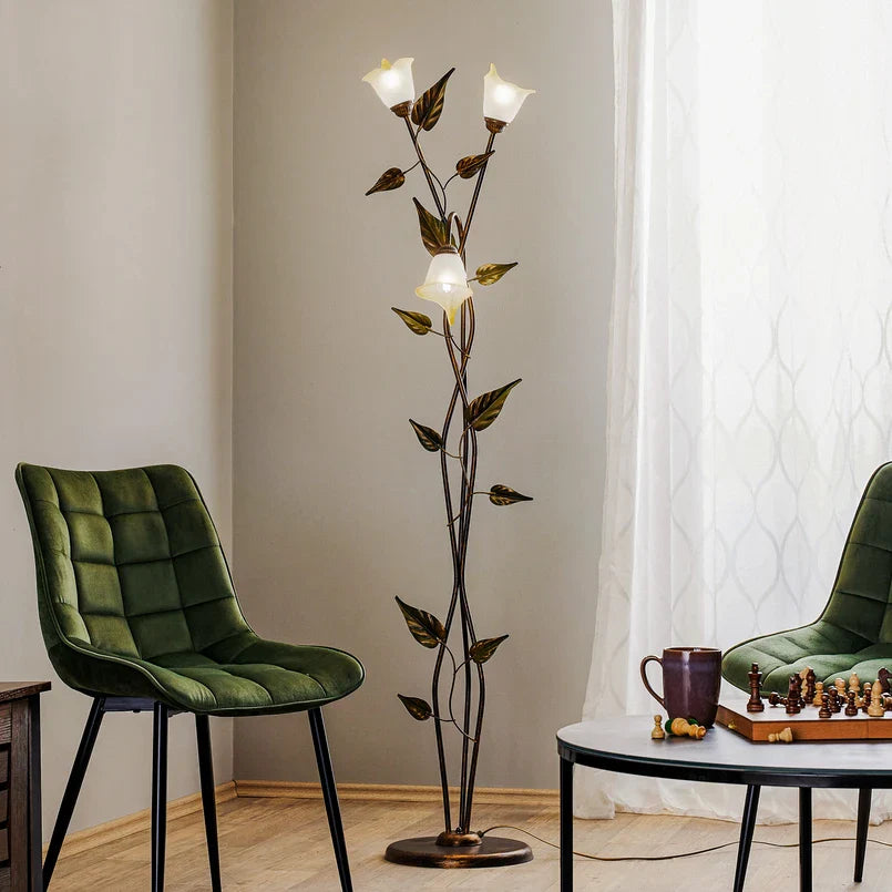 Stylish Twisting Vine Glass Floor Lamp