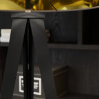 Modern Drum Matte Black Fabric Floor Lamp