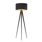 Modern Drum Matte Black Fabric Floor Lamp