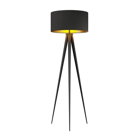 Modern Drum Matte Black Fabric Floor Lamp