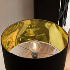 Modern Drum Matte Black Fabric Floor Lamp
