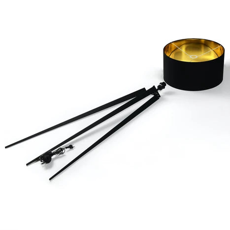 Modern Drum Matte Black Fabric Floor Lamp