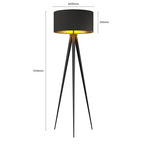 Modern Drum Matte Black Fabric Floor Lamp