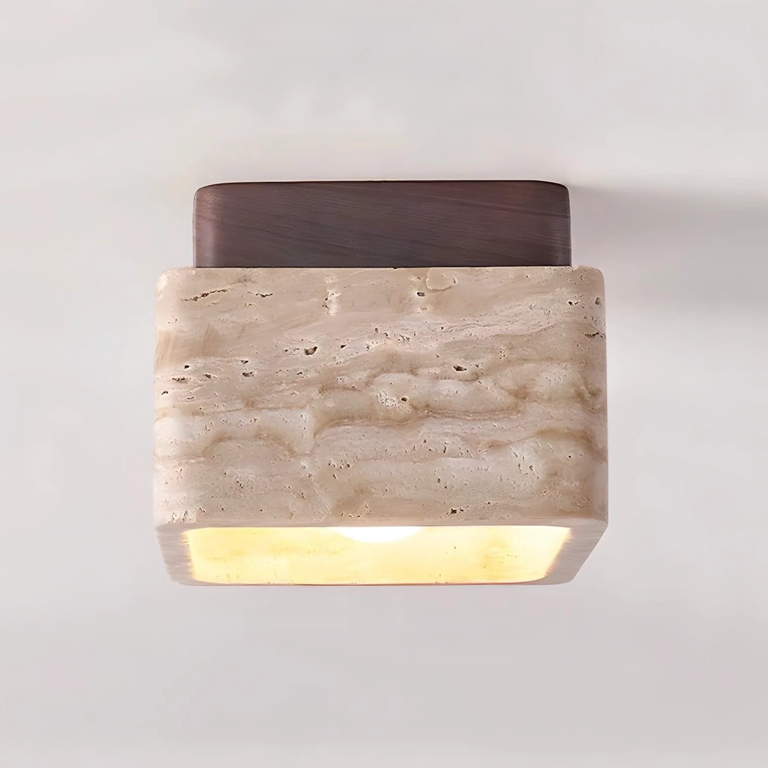 Modern Travertin Wood LED Ceiling Lamp