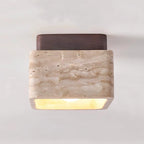Modern Travertin Wood LED Ceiling Lamp