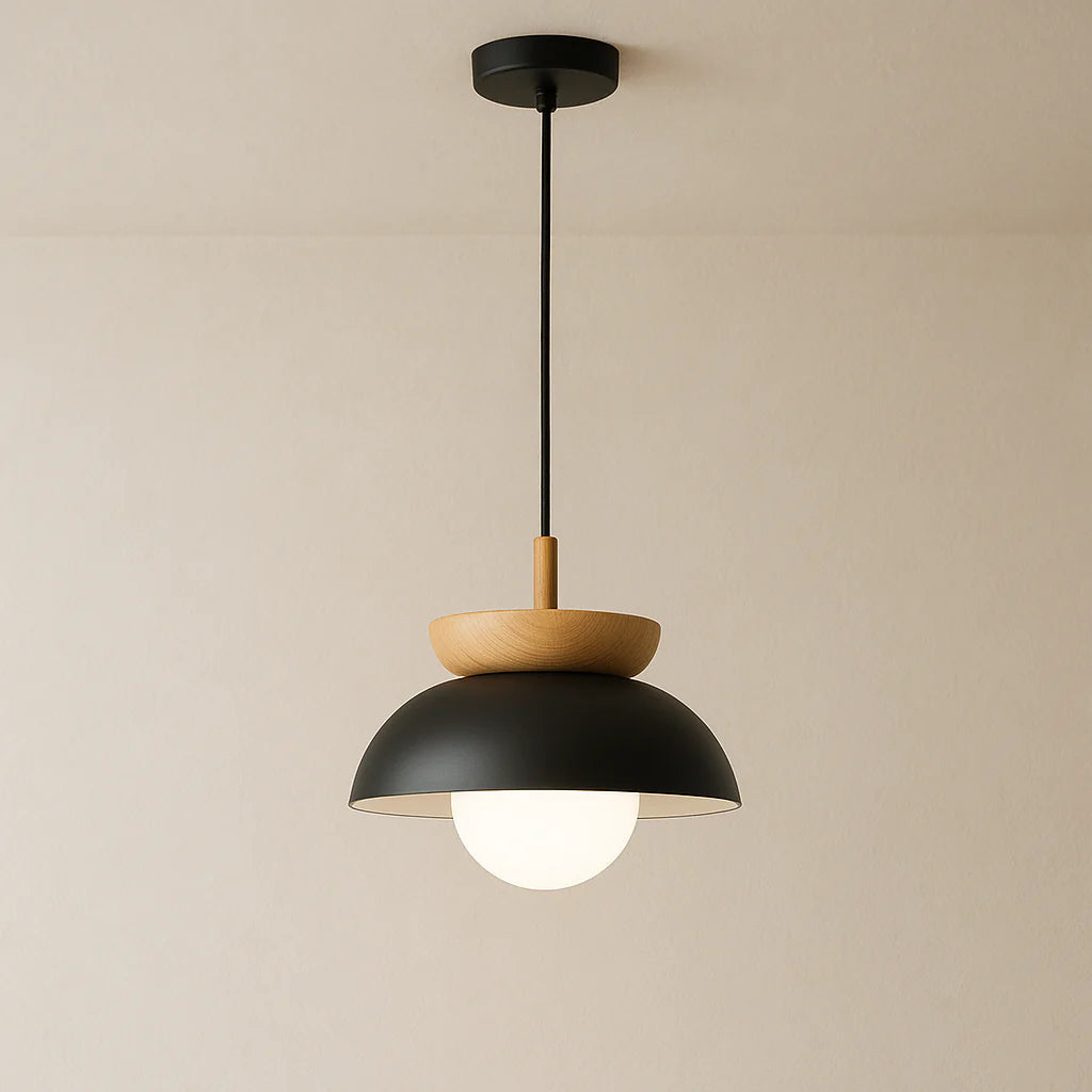 Modern Semi-Circle Wood Pendant Light