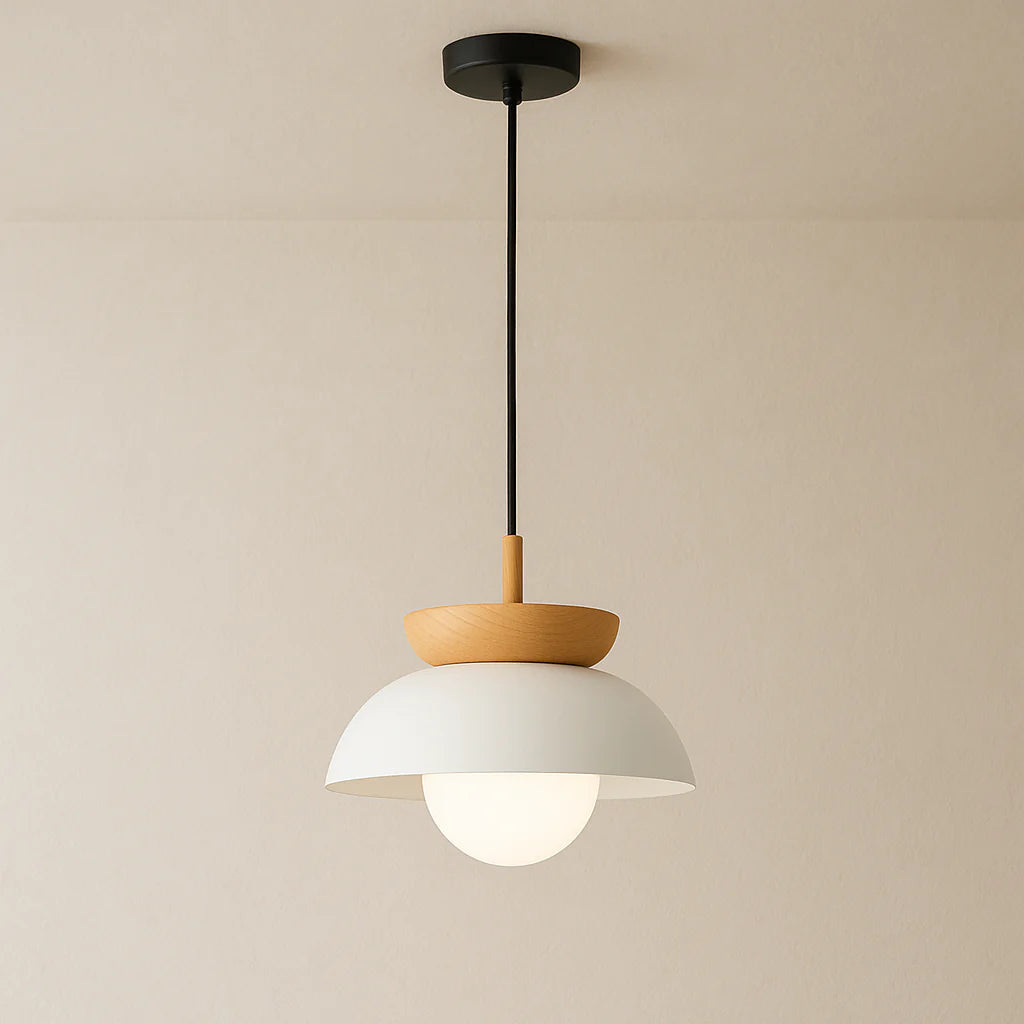 Modern Semi-Circle Wood Pendant Light