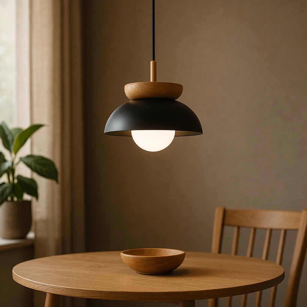 Modern Semi-Circle Wood Pendant Light