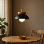 Modern Semi-Circle Wood Pendant Light