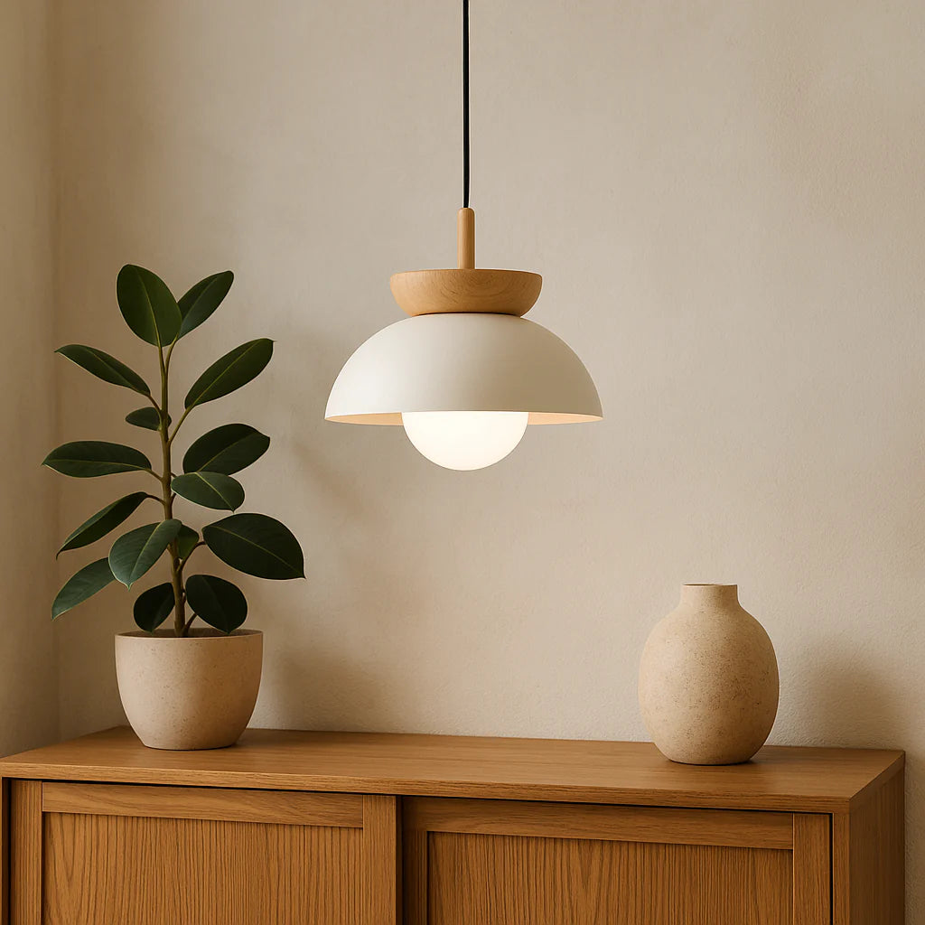 Modern Semi-Circle Wood Pendant Light