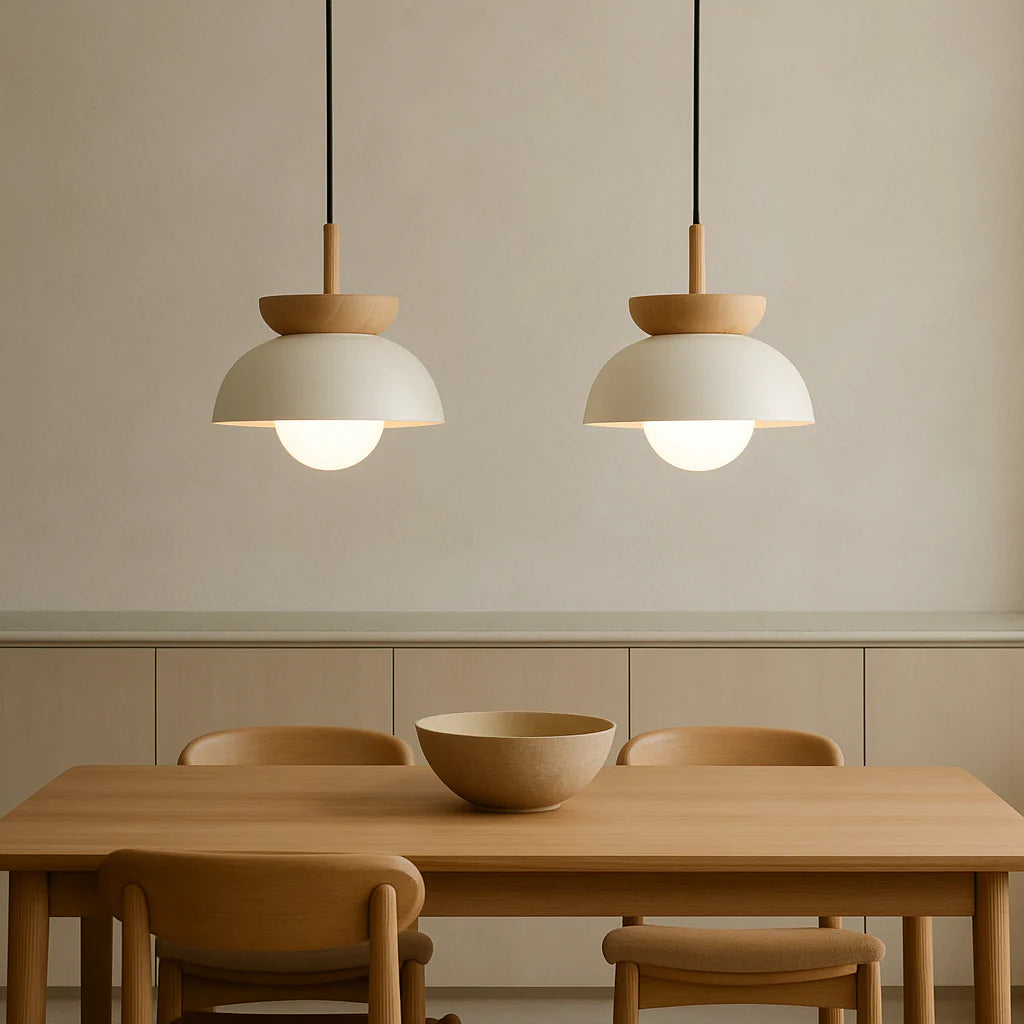 Modern Semi-Circle Wood Pendant Light