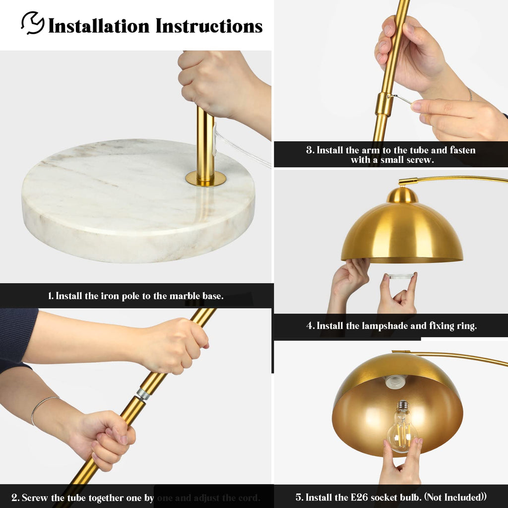 Elegant Arc Marble Base Floor Lamp