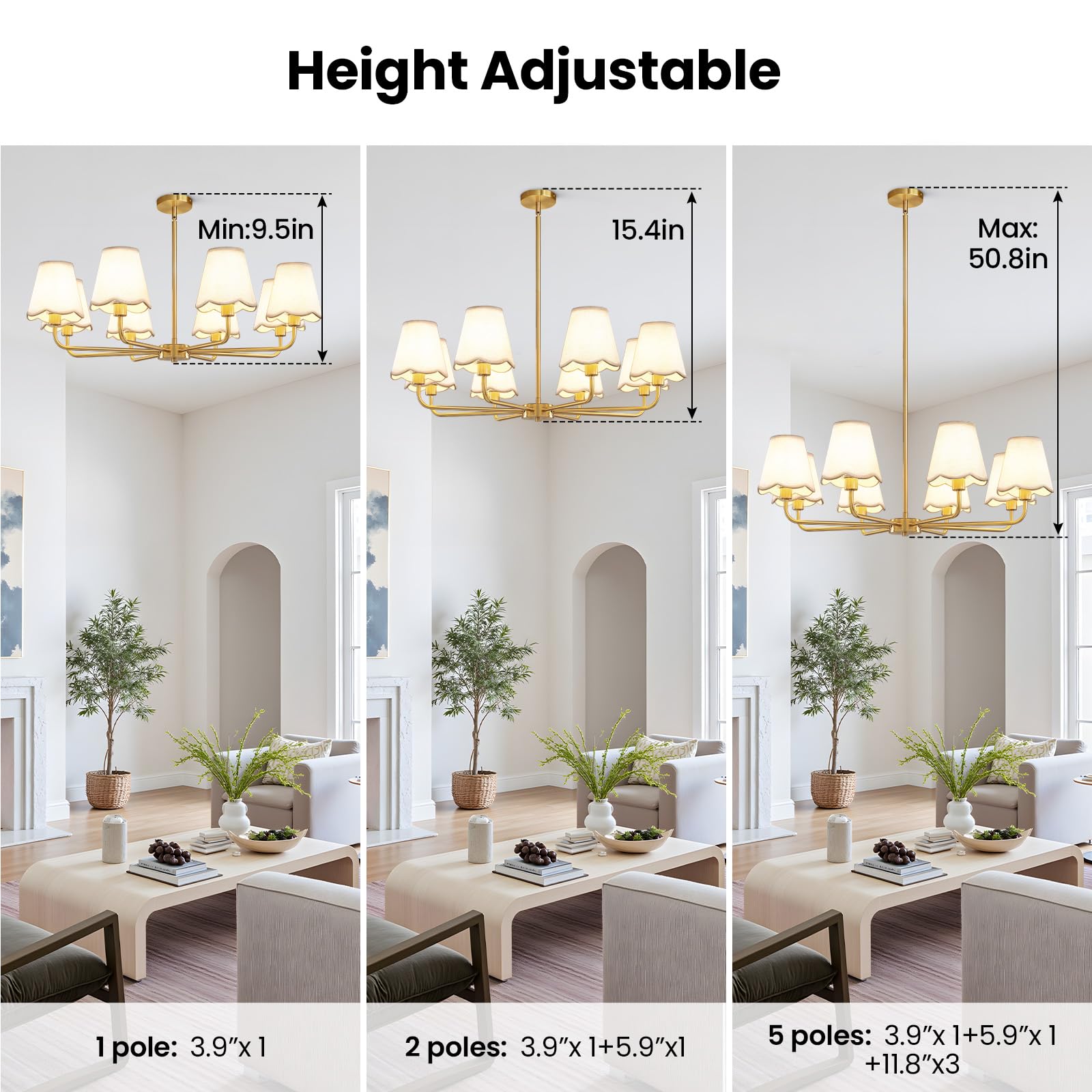 Vintage Sleek Lampshade Chandelier