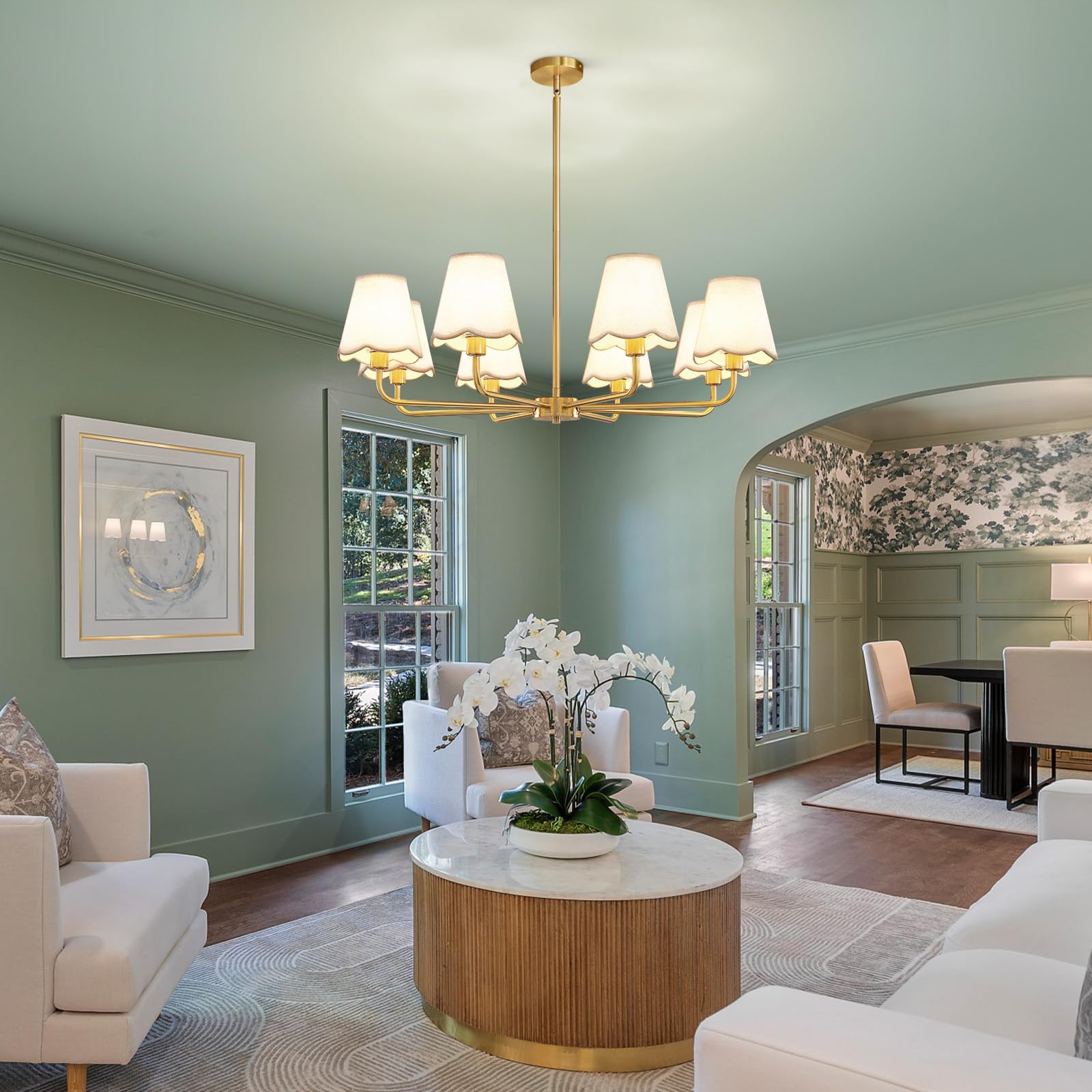 Vintage Sleek Lampshade Chandelier