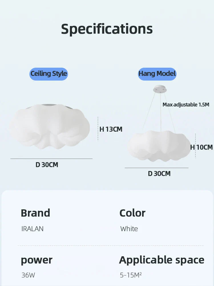 Cream-style Kids’ Room Ceiling Lights with Pumpkin-Cloud Inspired Design