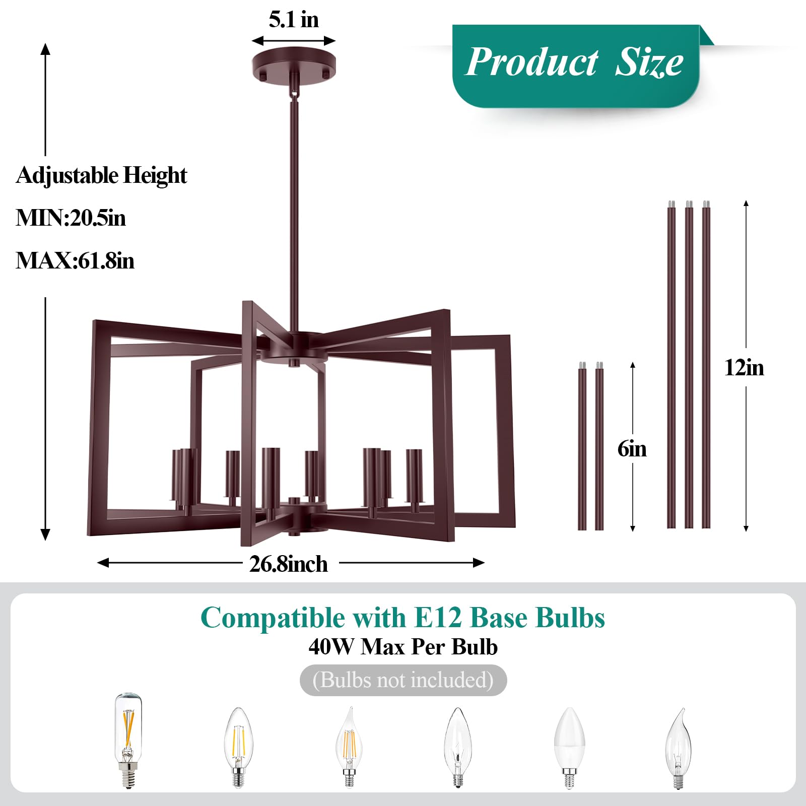 Rustic Farmhouse Metal Chandelier
