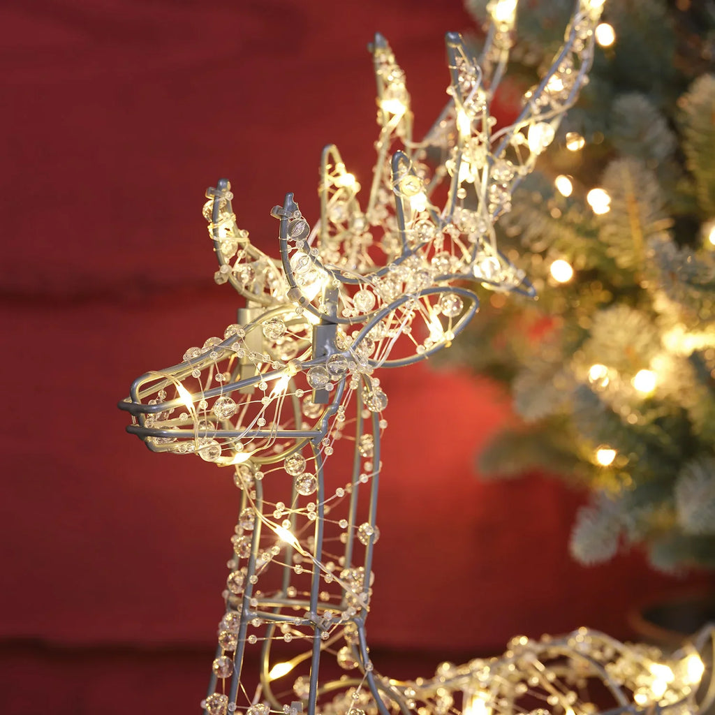 Magical Beaded Reindeer & Sleigh Floor Lamp (Set of 2)